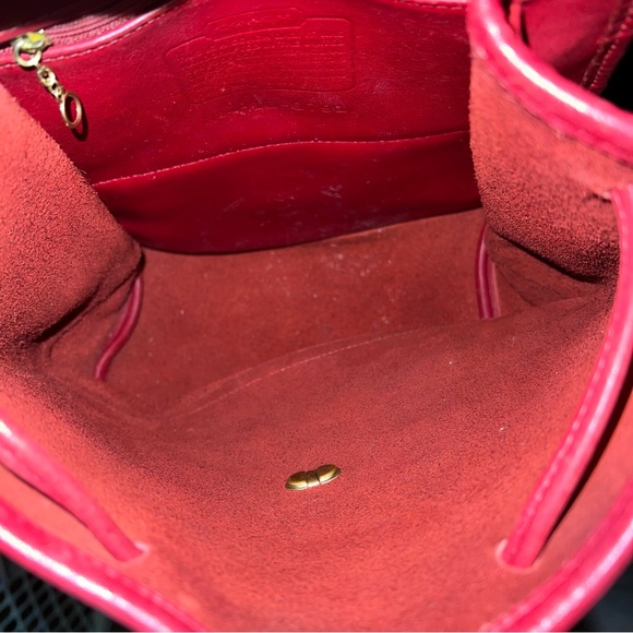 Vintage Coach Large Red Leather Daypack Backpack RARE - Picture 9 of 17